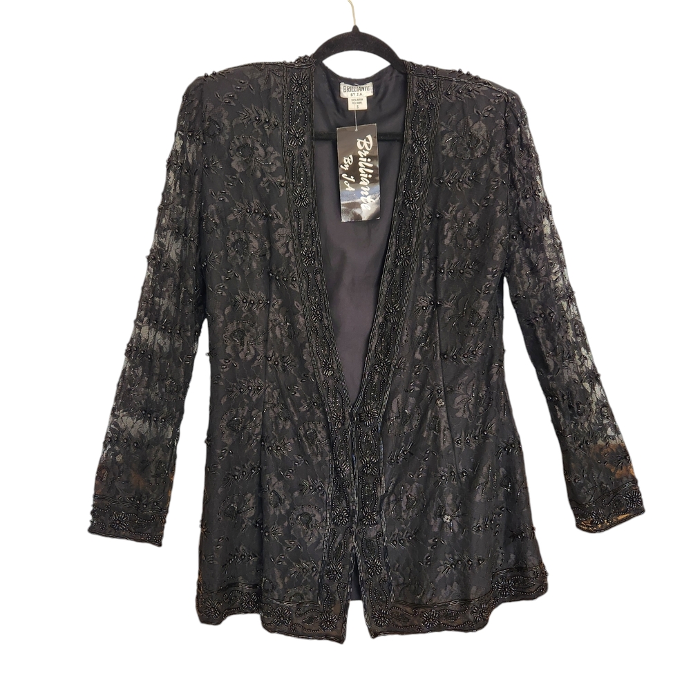 Brilliante by JA Beaded Sequin Evening Cocktail Party Jacket SzSmall New
